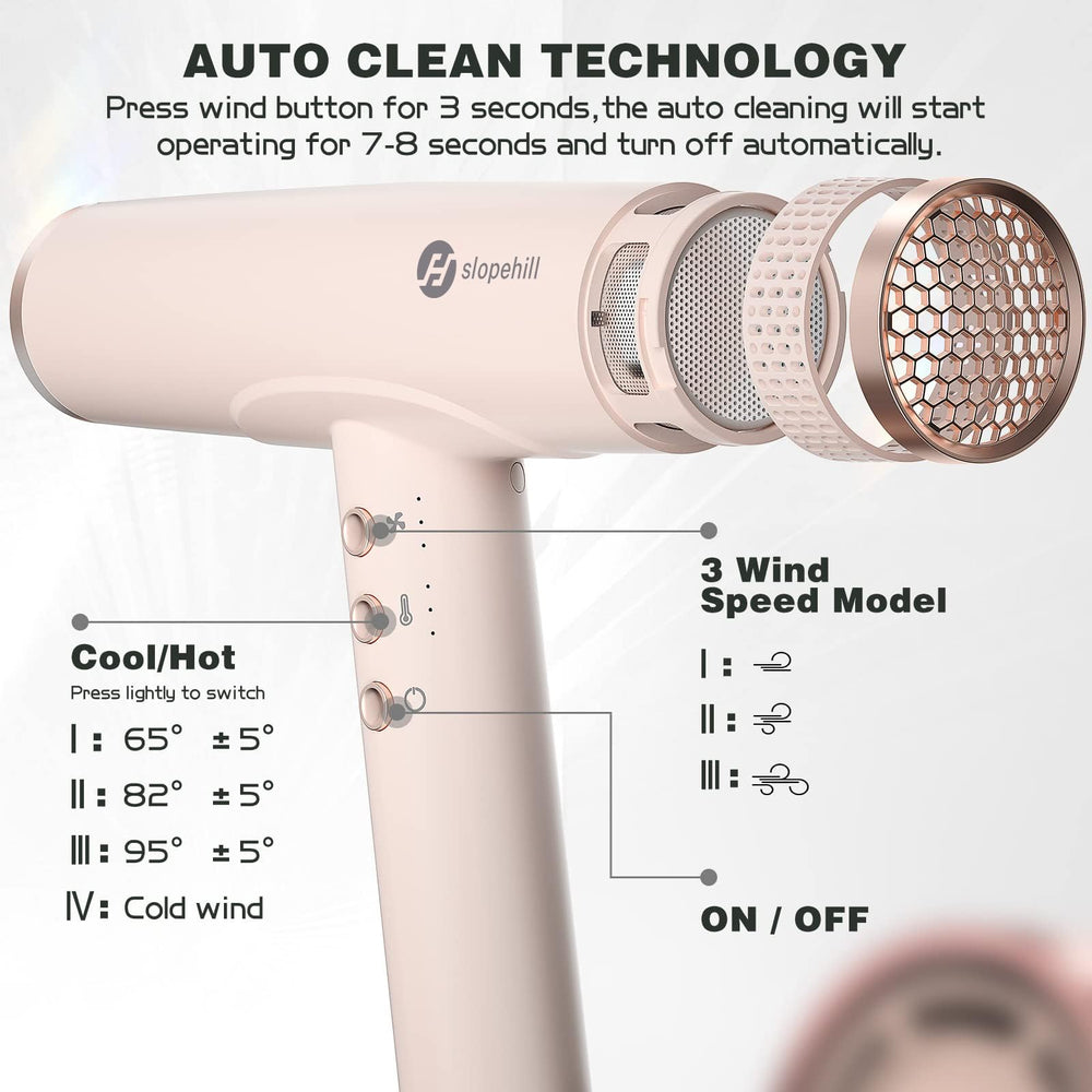 Slopehill ionic hair dryer operates quietly for home use