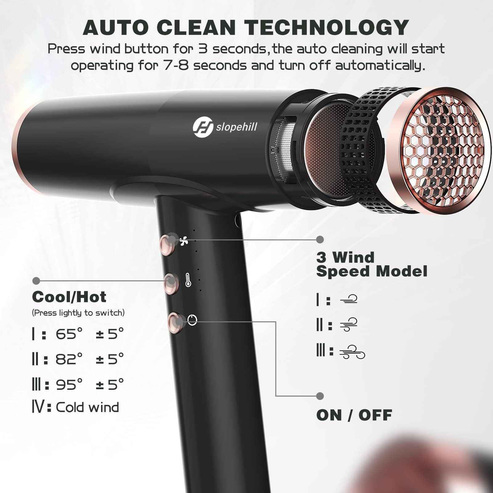 Slopehill quiet and portable hair dryer delivering strong performance with low noise.