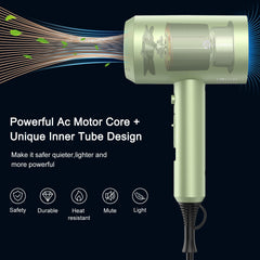 Slopehill professional ionic hair dryer side view in lime cream highlighting compact design