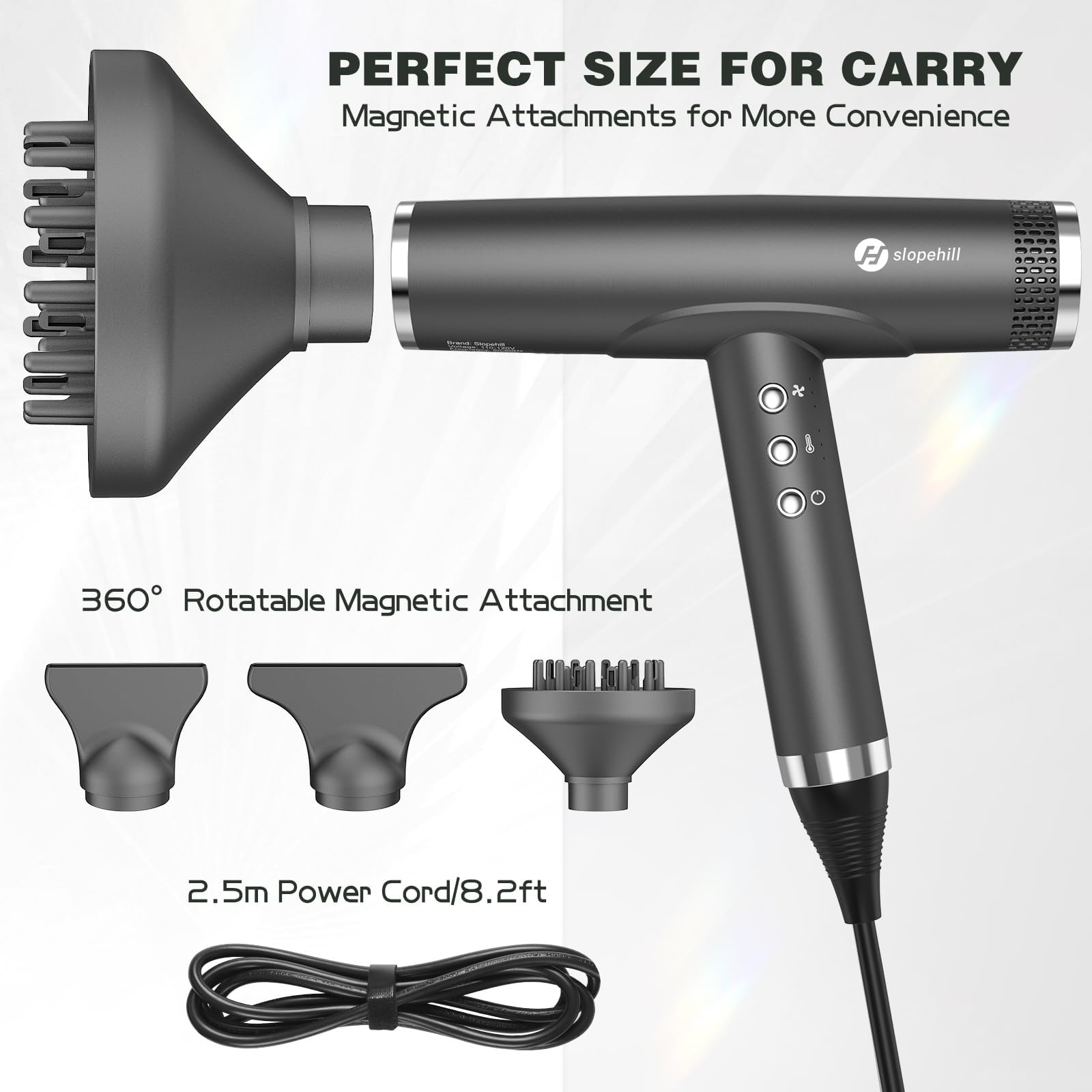Slopehill professional ionic hair dryer travel compact design for on-the-go styling