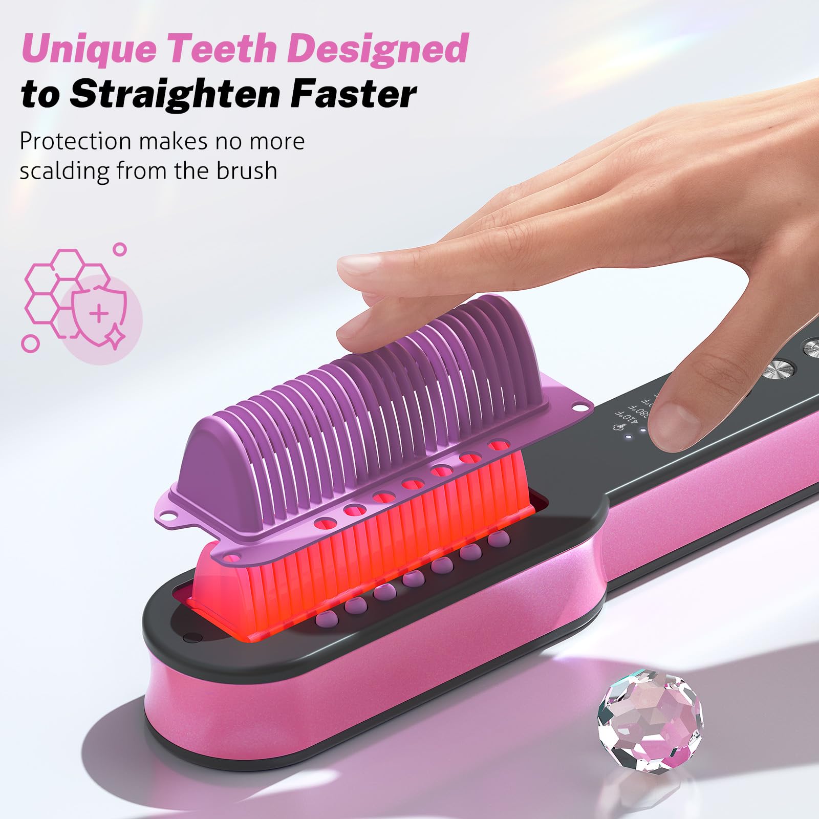 slopehill steam hair straightener brush uses an anti-scald shell to protect the scalp during styling.