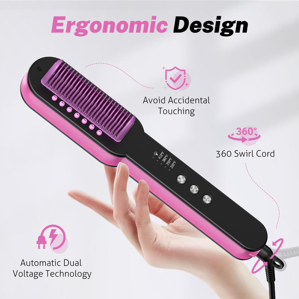 slopehill steam hair straightener brush with swivel cord for easy maneuvering.