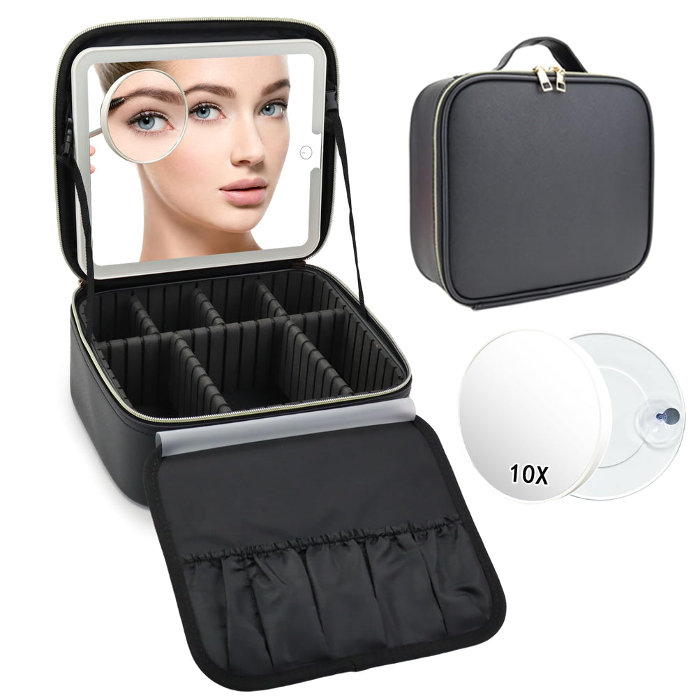 Versatile travel organizer for makeup, skincare, jewelry, and valuables.