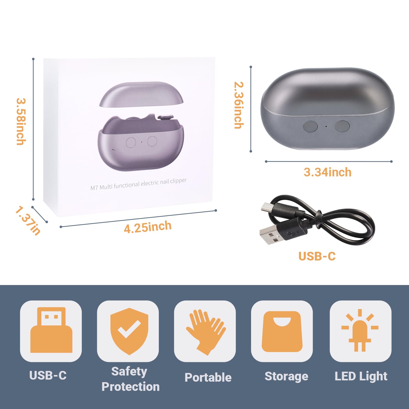Smart Nail Clipper family-use scene emphasizes suitability for seniors and kids.
