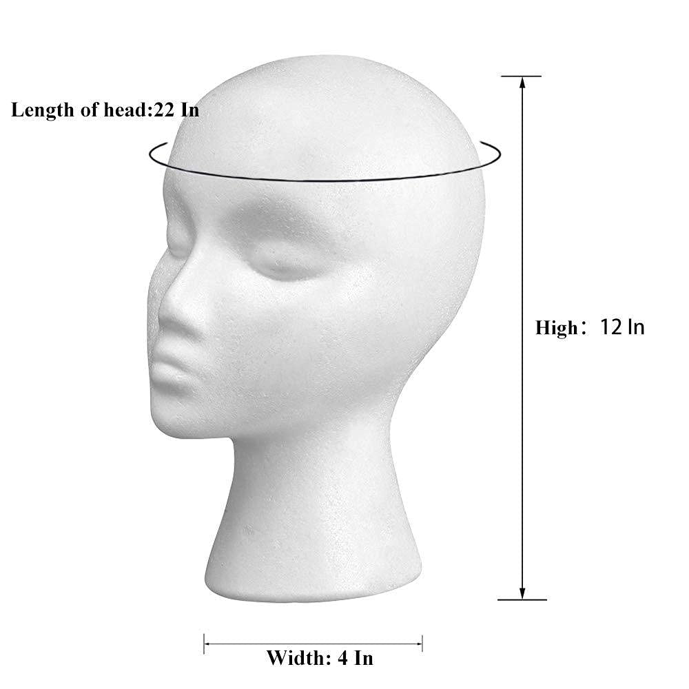 Smilco foam wig head with clamp hole demonstrates secure styling while washing or trimming.