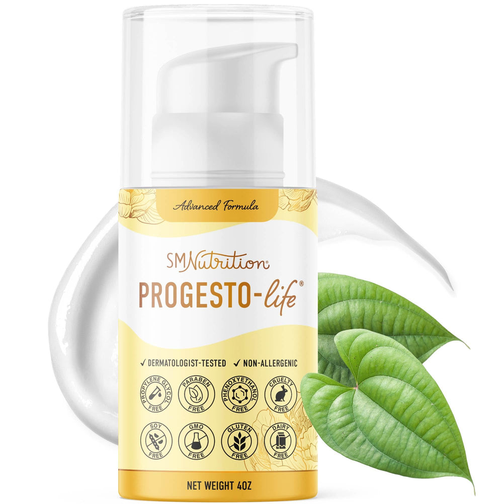 SMNutrition Advanced Progesto-Life Balance bottle pump showcasing easy daily moisturization