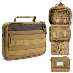 SMONT tactical toiletry bag with side handle for easy travel organization.