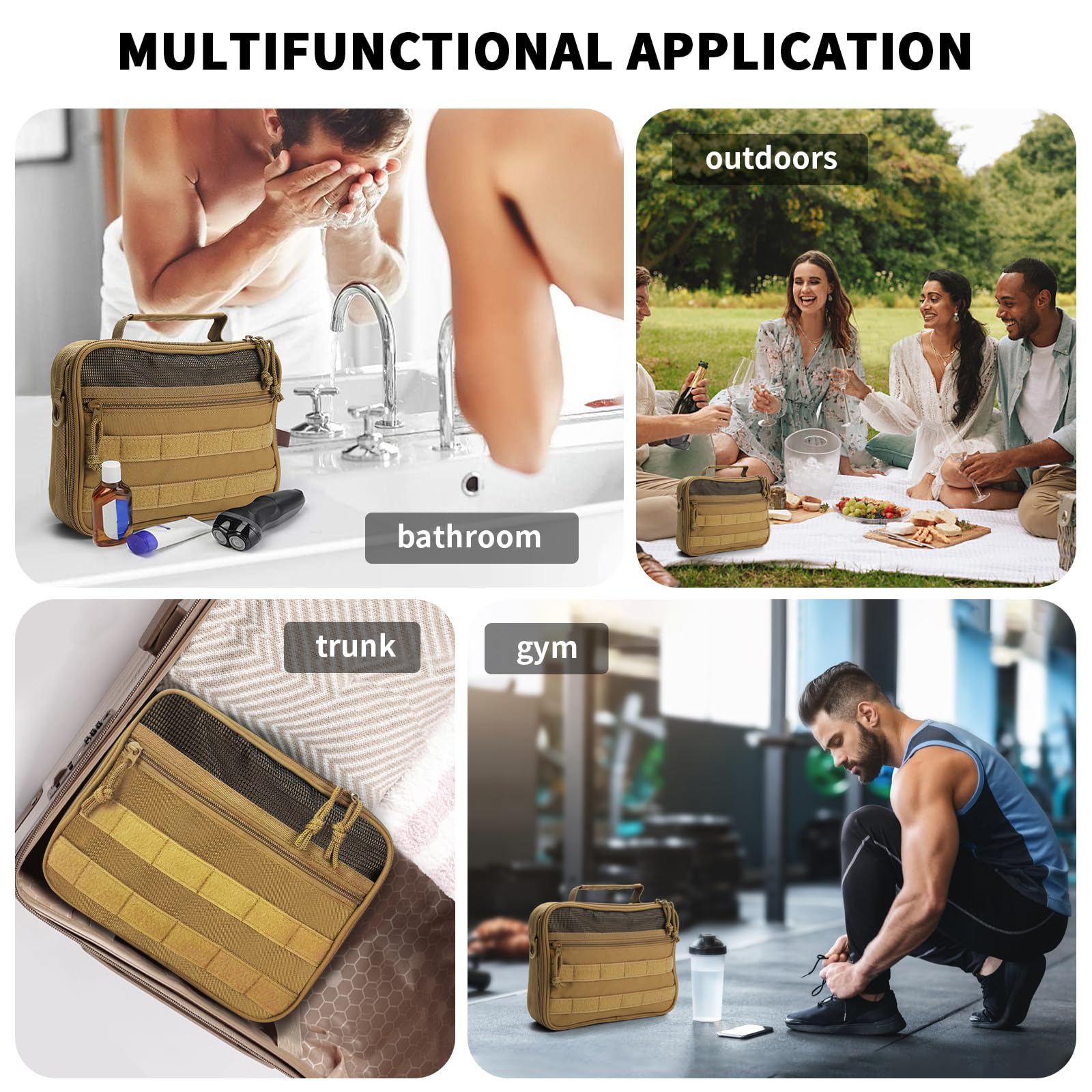 SMONT Toiletry Bag with 360° hook for hanging in bathroom or campsite.
