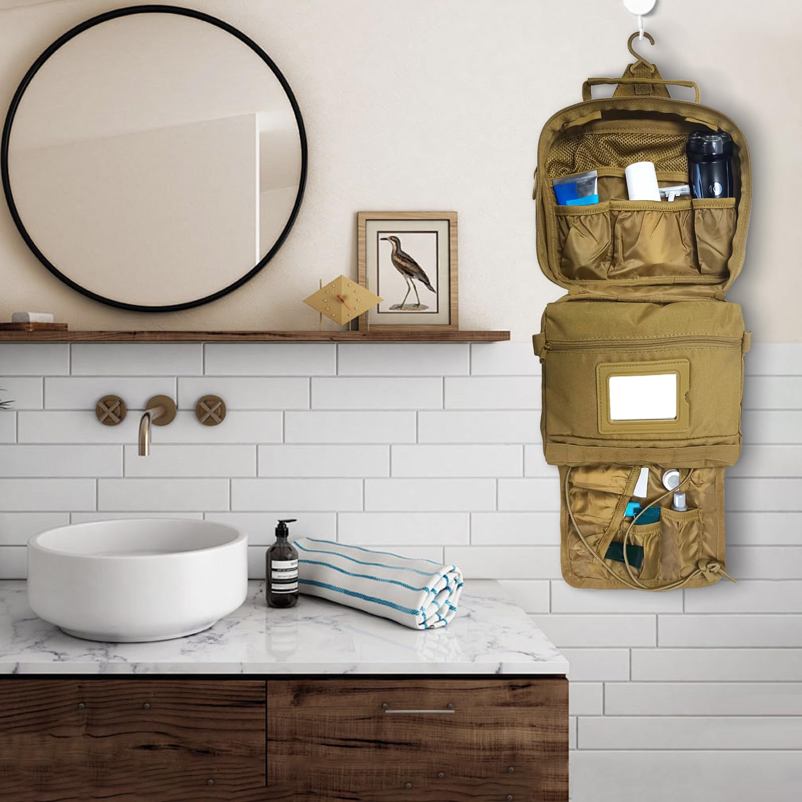 SMONT Toiletry Bag MOLLE panel supports carabiners and accessories