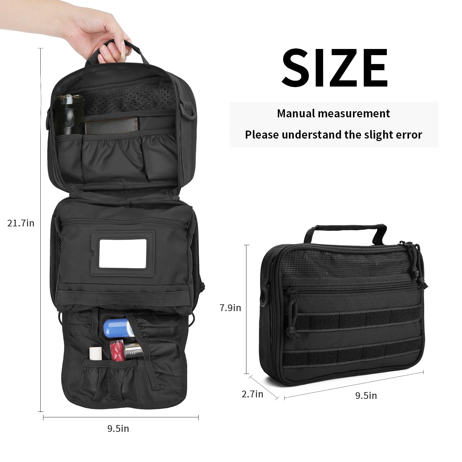 SMONT toiletry bag side carry handle enables grab-and-go convenience