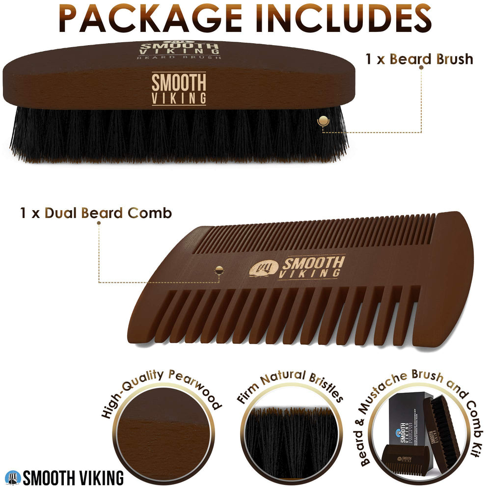 Smooth Viking beard brush closeup bristles showing natural boar bristles for healthy styling.