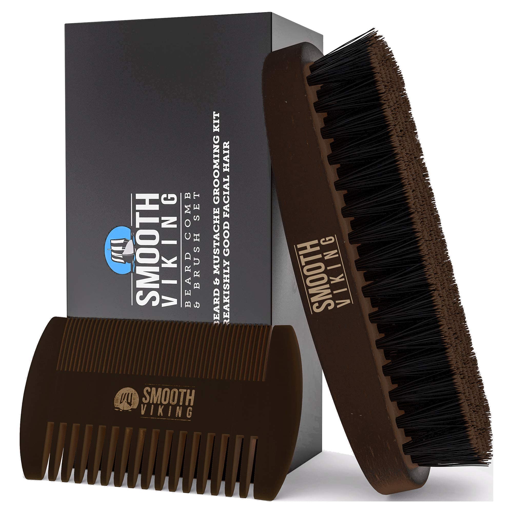 Smooth Viking Beard Brush Gift Set cover showcases premium grooming tools for a polished beard.