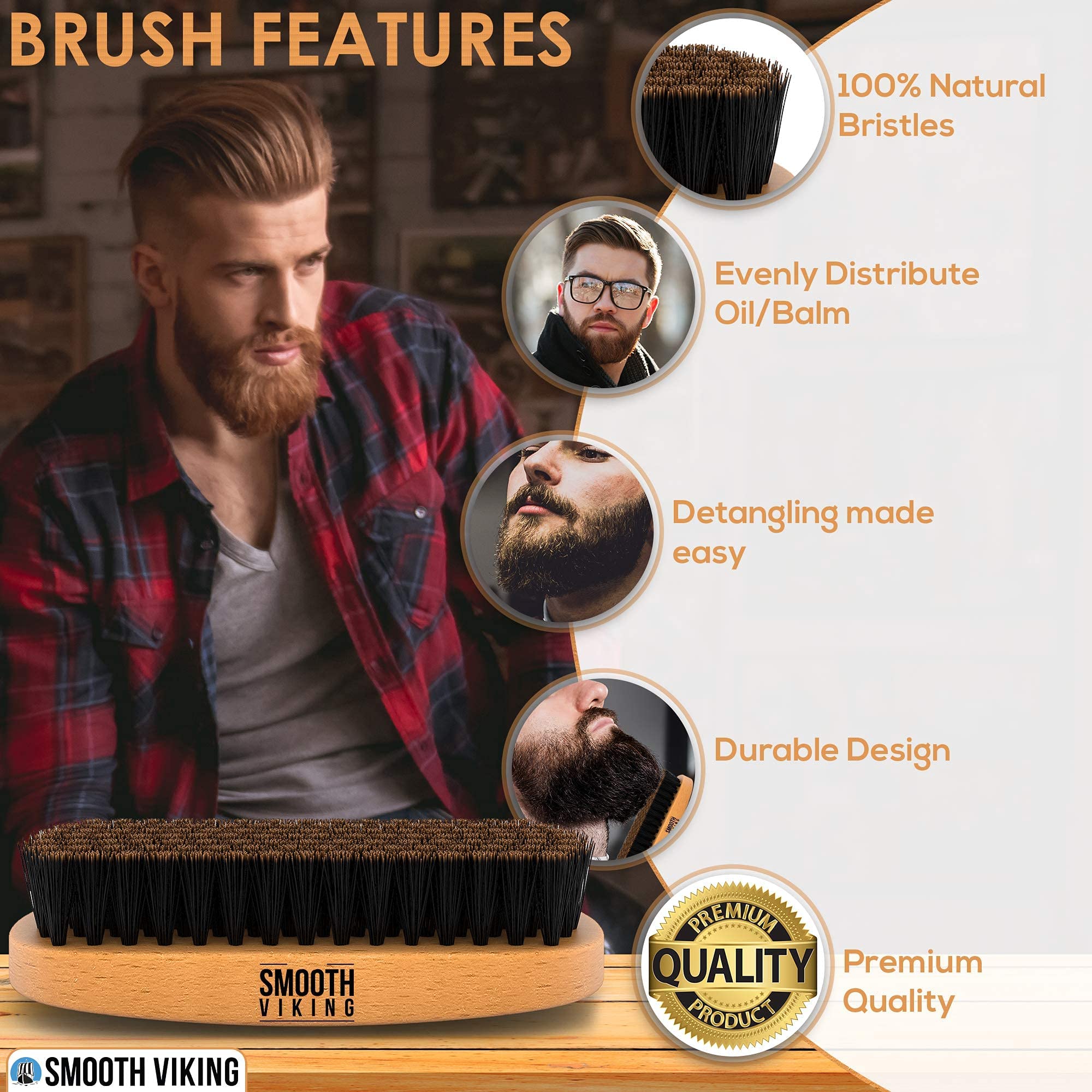 Smooth Viking Beard Care beard comb natural wood for detangling and shaping