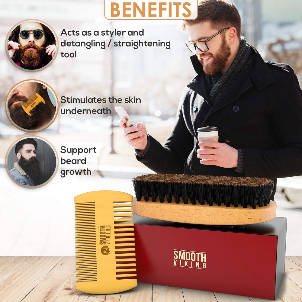 Smooth Viking Beard Care exfoliating brush supports healthier skin under beard
