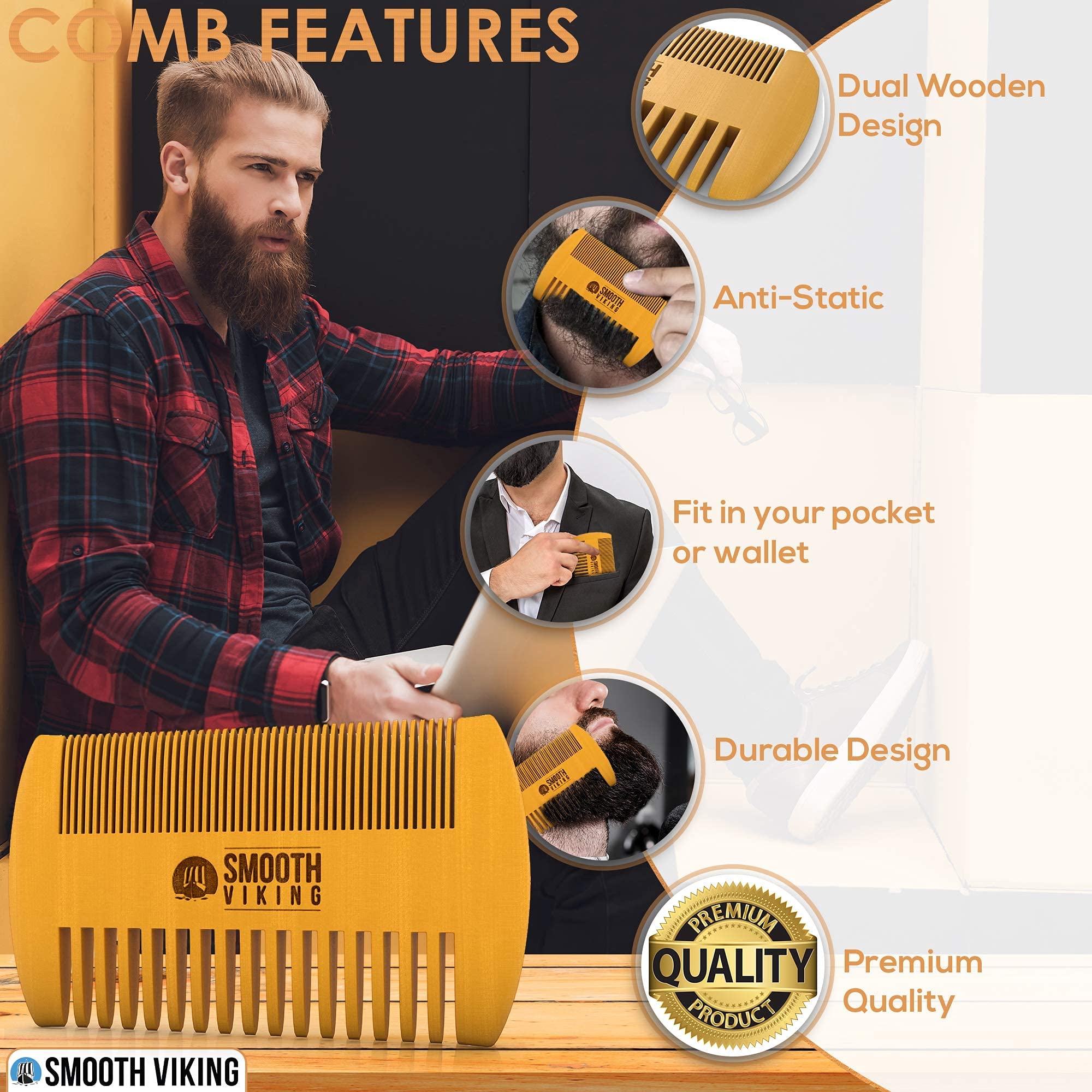 Smooth Viking Beard Care styling for wet and dry beard shows versatility
