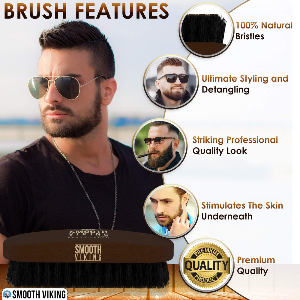 Smooth Viking beard comb dual-sided pearwood highlights precise detangling for wet or dry beards.