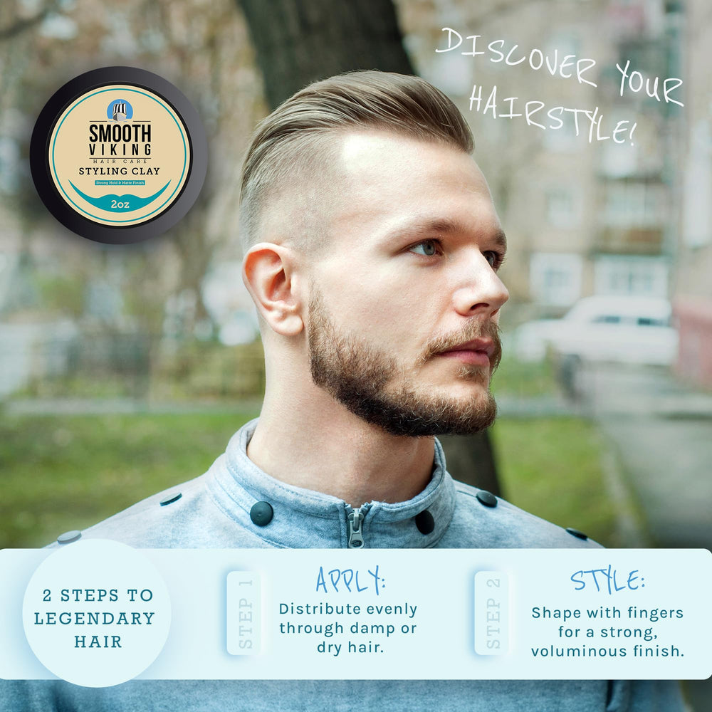 Smooth Viking hair clay matte finish delivers a natural, shine-free look