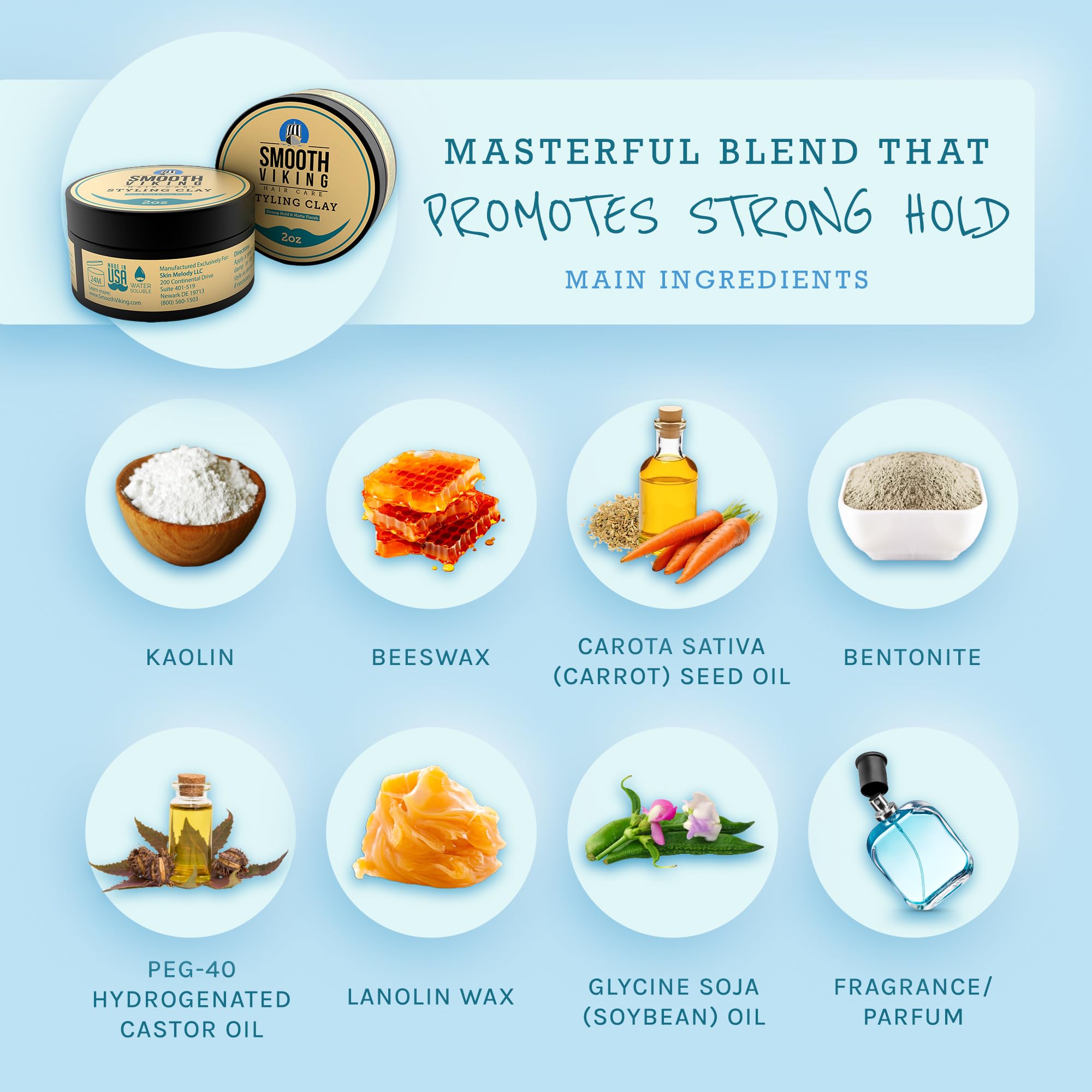 Smooth Viking hair clay oil-free formulation keeps hair light and residue-free