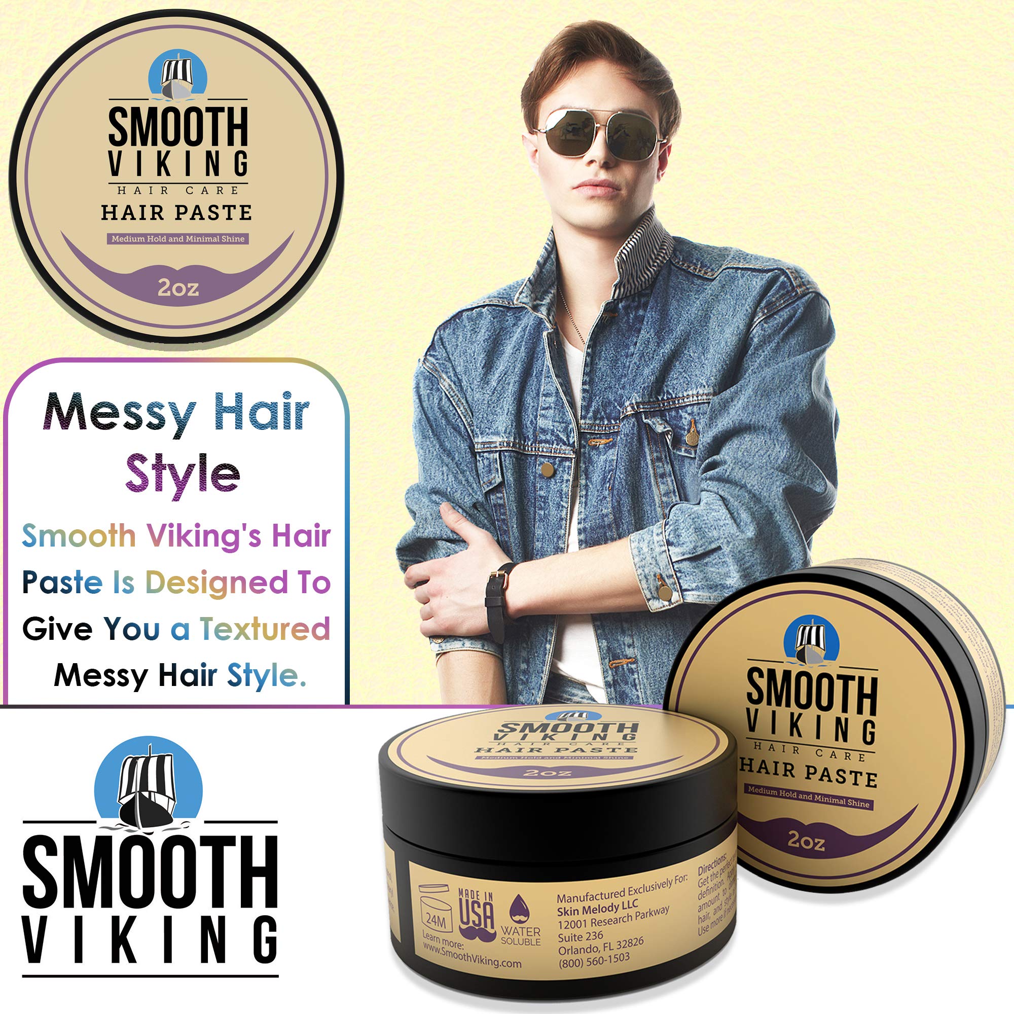 Smooth Viking Hair Paste matte finish on hair for a natural look.