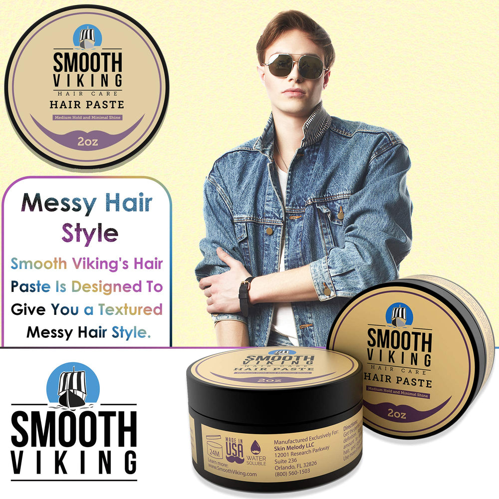 Smooth Viking Hair Paste matte finish on hair for a natural look.
