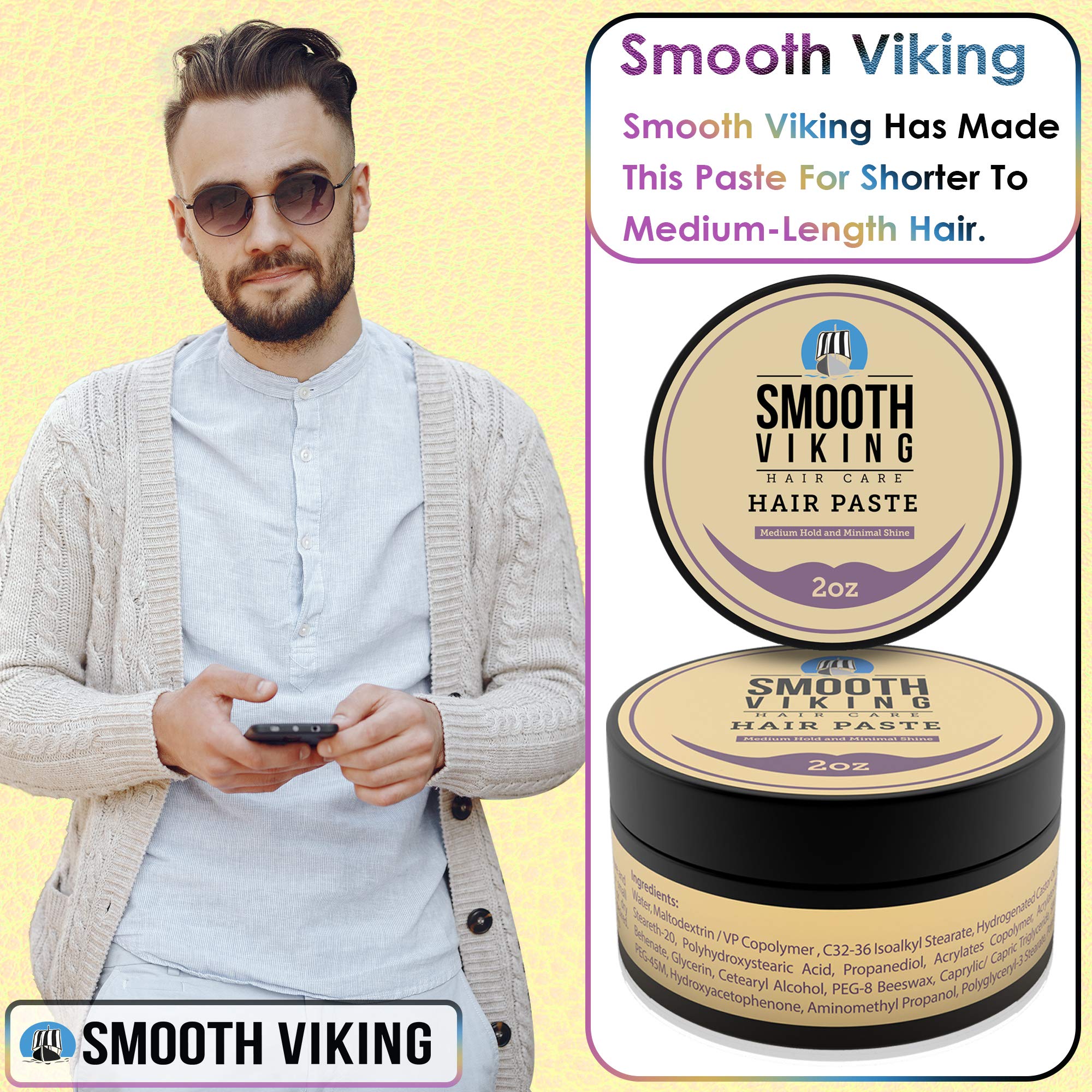 Smooth Viking Hair Paste natural scent enhances everyday grooming routine.