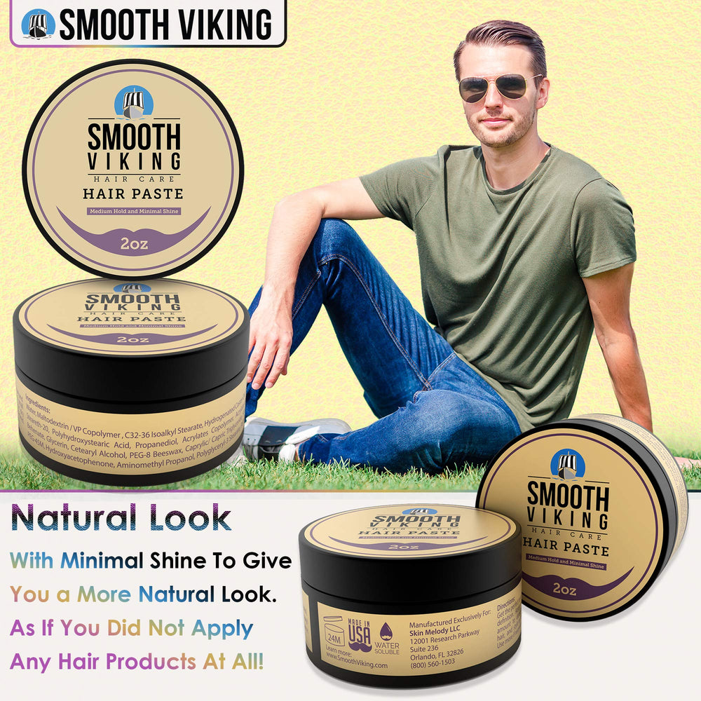 Smooth Viking Hair Paste sleek hairstyle with natural minimal shine.