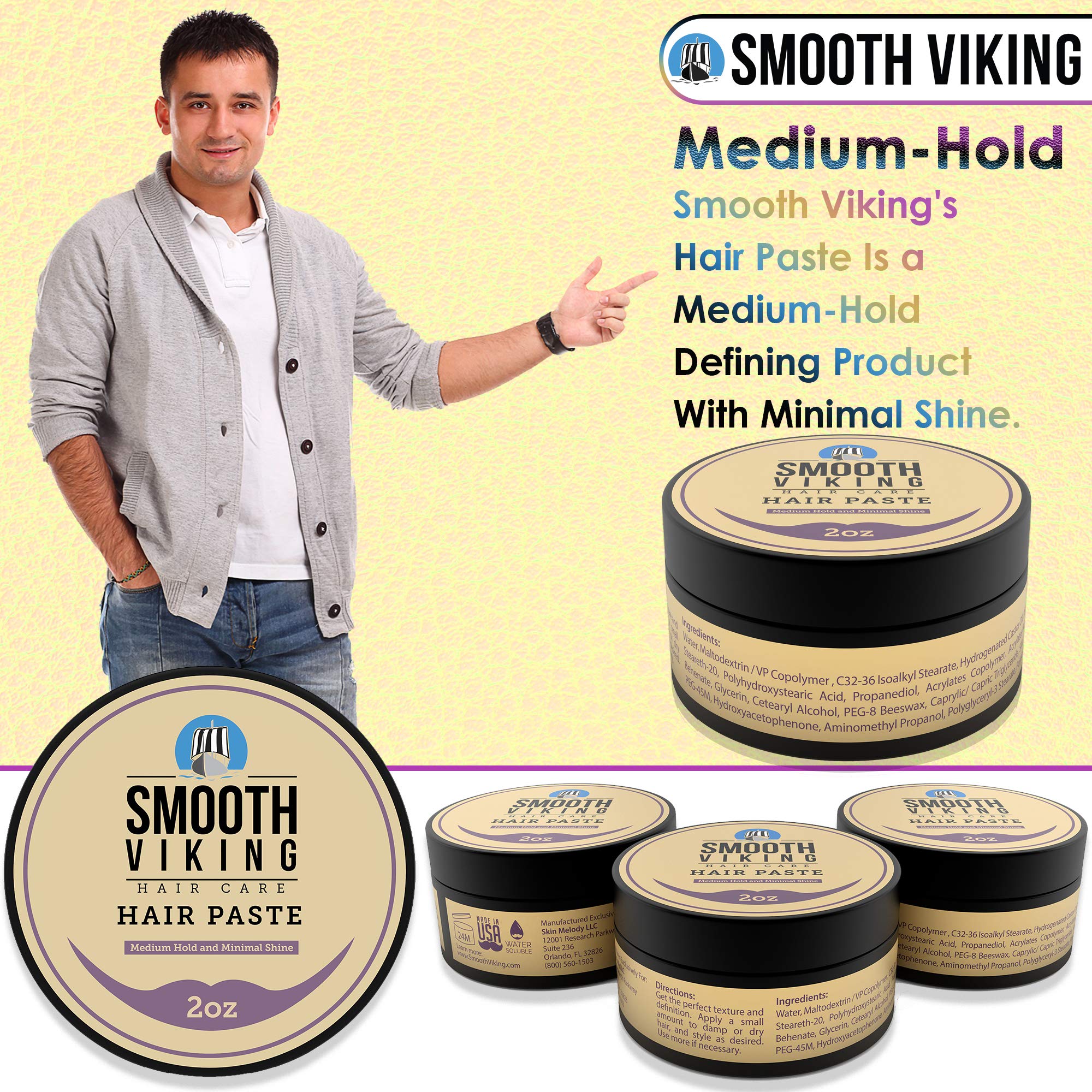 Smooth Viking Hair Paste textured hairstyle demonstrating flexible matte finish.