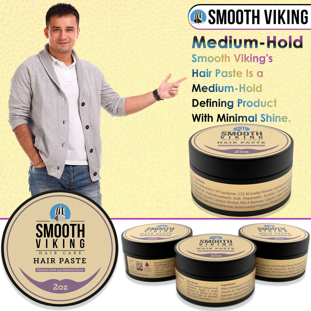 Smooth Viking Hair Paste textured hairstyle demonstrating flexible matte finish.