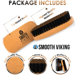 Smooth Viking mustache brush detailed bristles close-up for precise grooming and shaping.