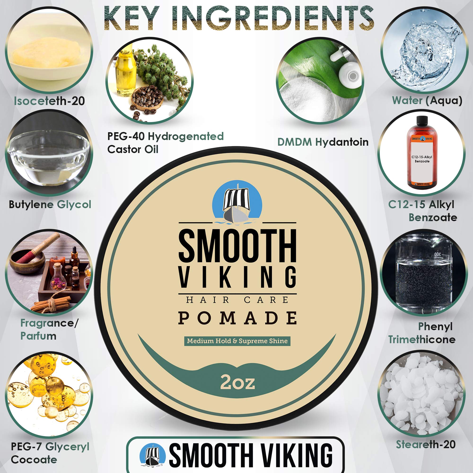 Smooth Viking pomade hair-application close-up shows smooth spread on damp or dry hair.