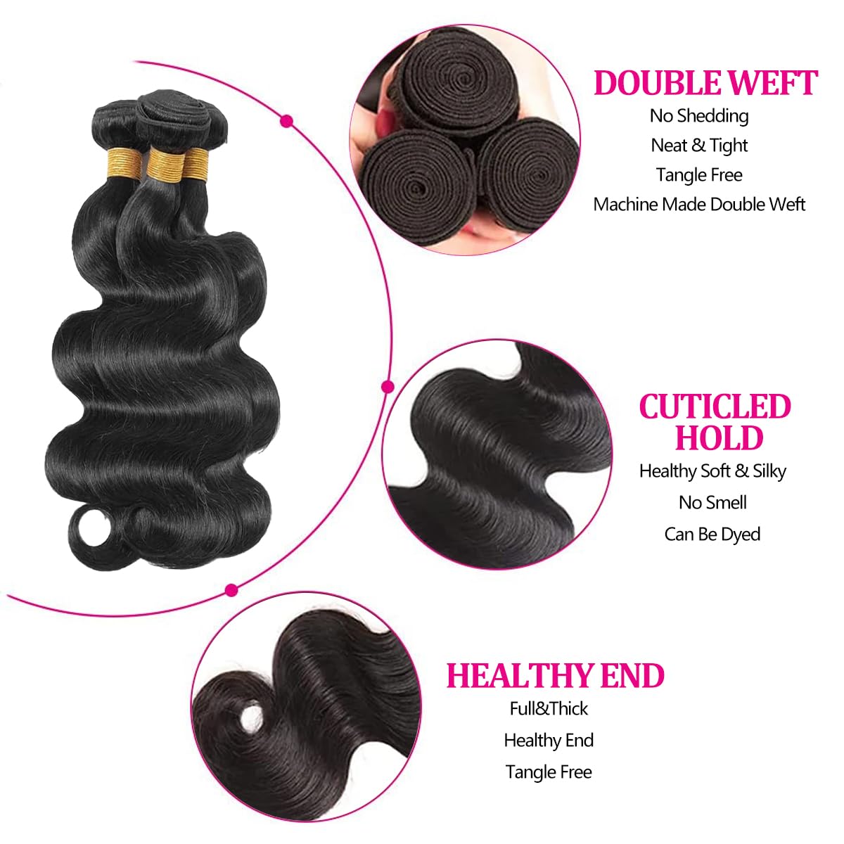 Smoothair body wave bundles 16 inch pack highlights full density for voluminous looks.