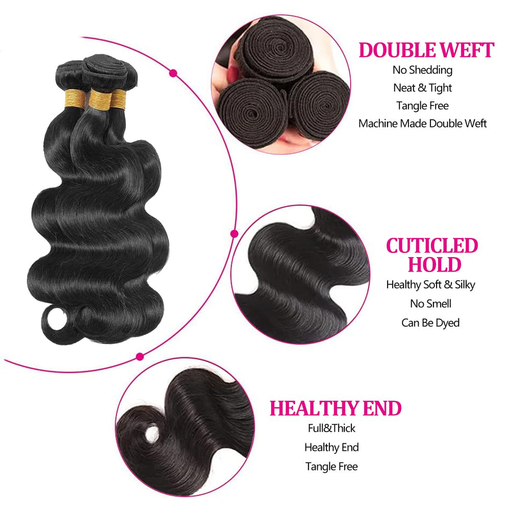 Smoothair body wave bundles 16 inch pack highlights full density for voluminous looks.