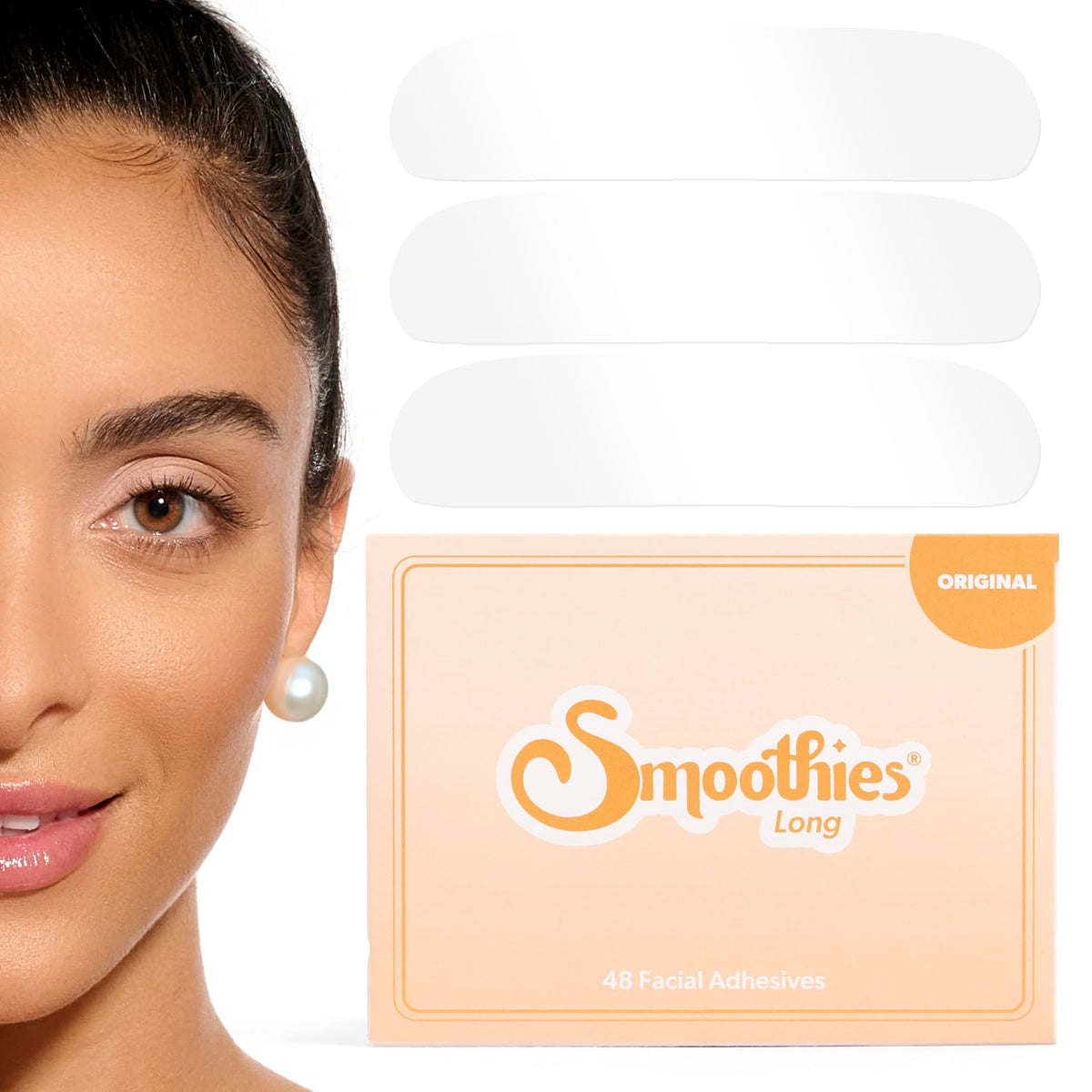 Smoothies long forehead wrinkle patch box closeup for discreet overnight smoothing
