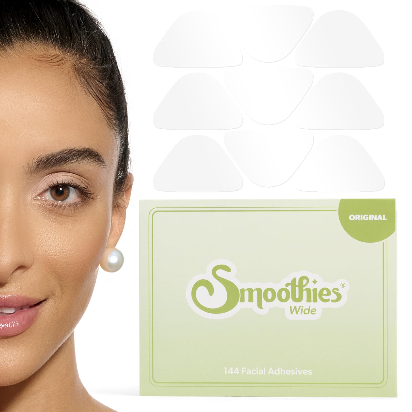 Smoothies wide wrinkle patches box showing packaging for overnight facial care.