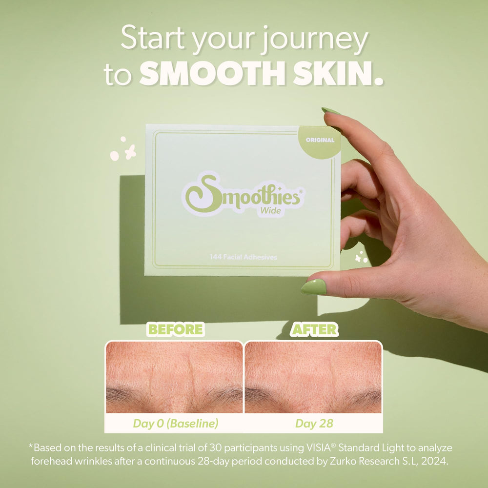 Smoothies wide wrinkle patches see-through design appears nearly invisible during nightly wear.