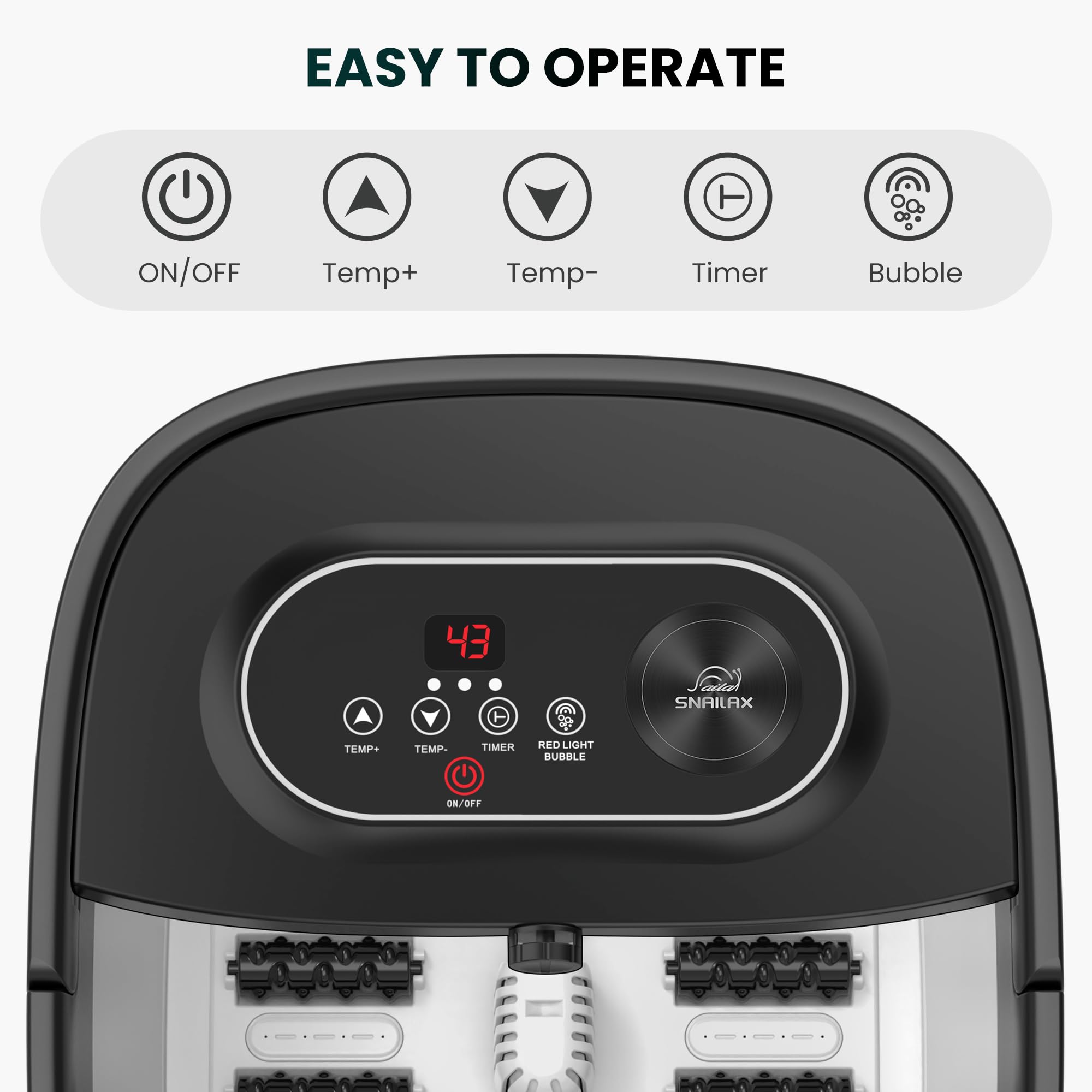 Snailax foot spa drain-handle enables mess-free water removal