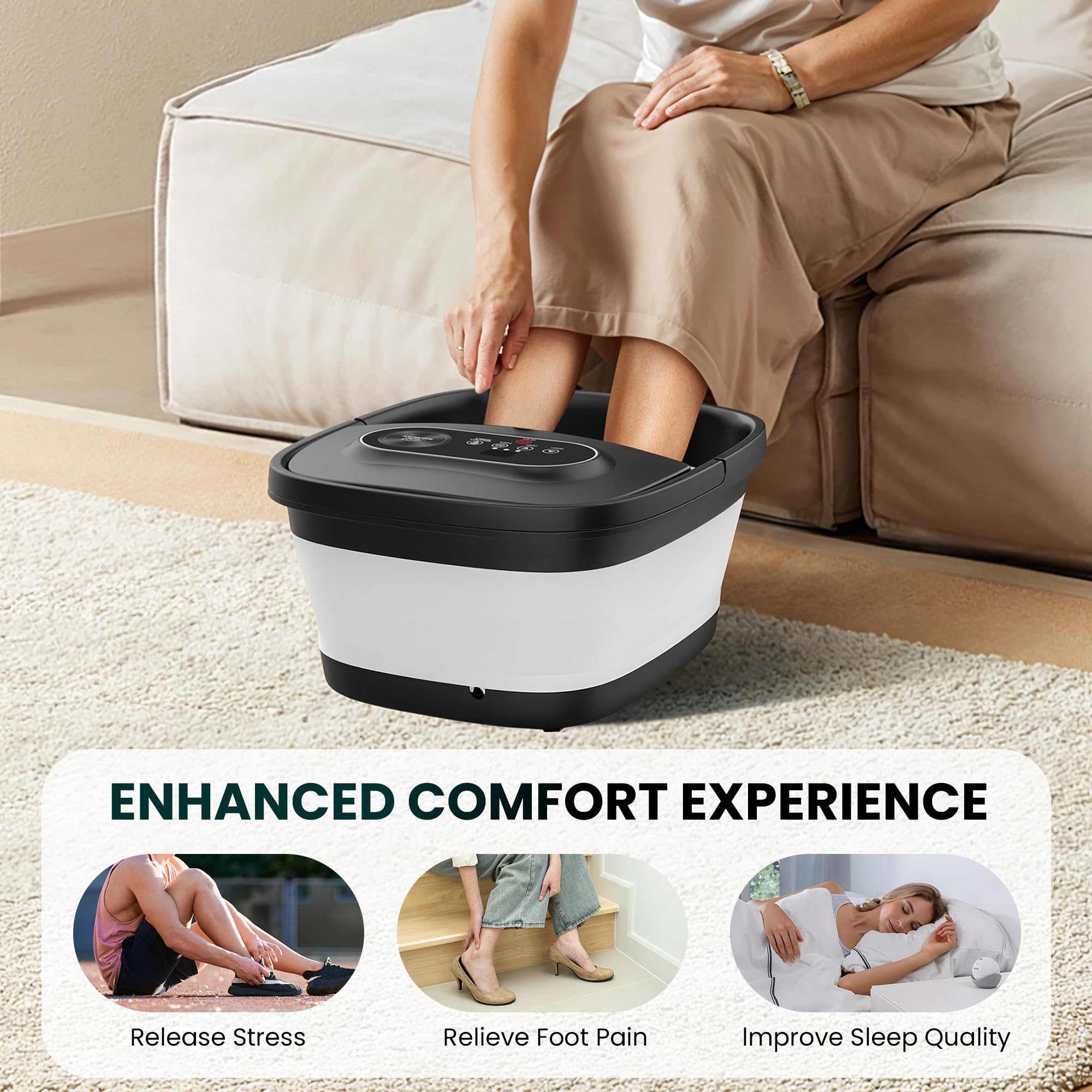 Snailax foot spa folded-storage fits under sofa for convenient storage