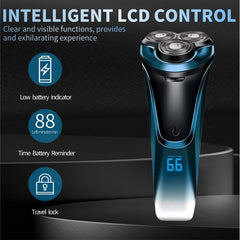 Snapbuy electric razor LCD display detail highlights battery status for quick grooming checks.