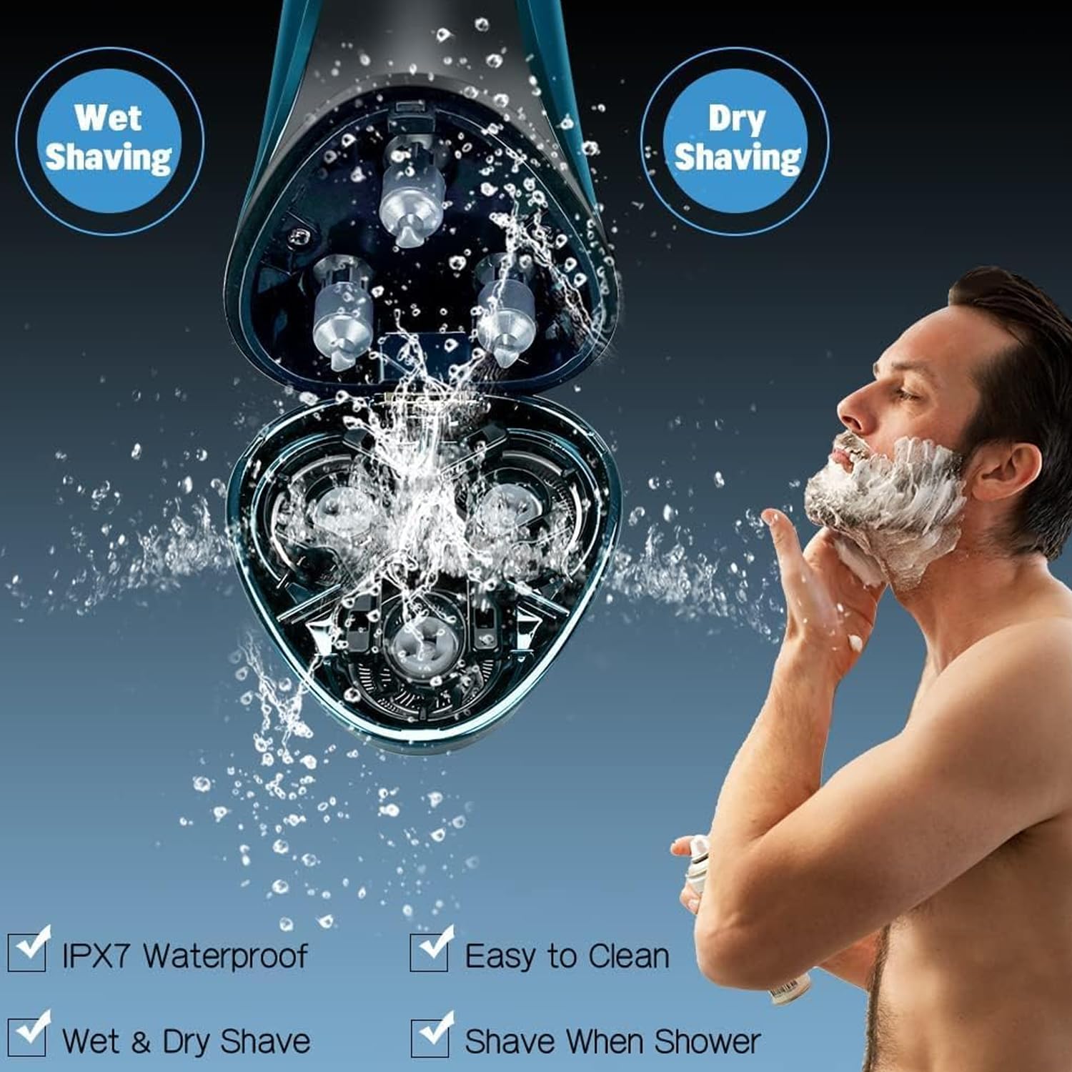 Snapbuy electric razor LCD display shows battery status.