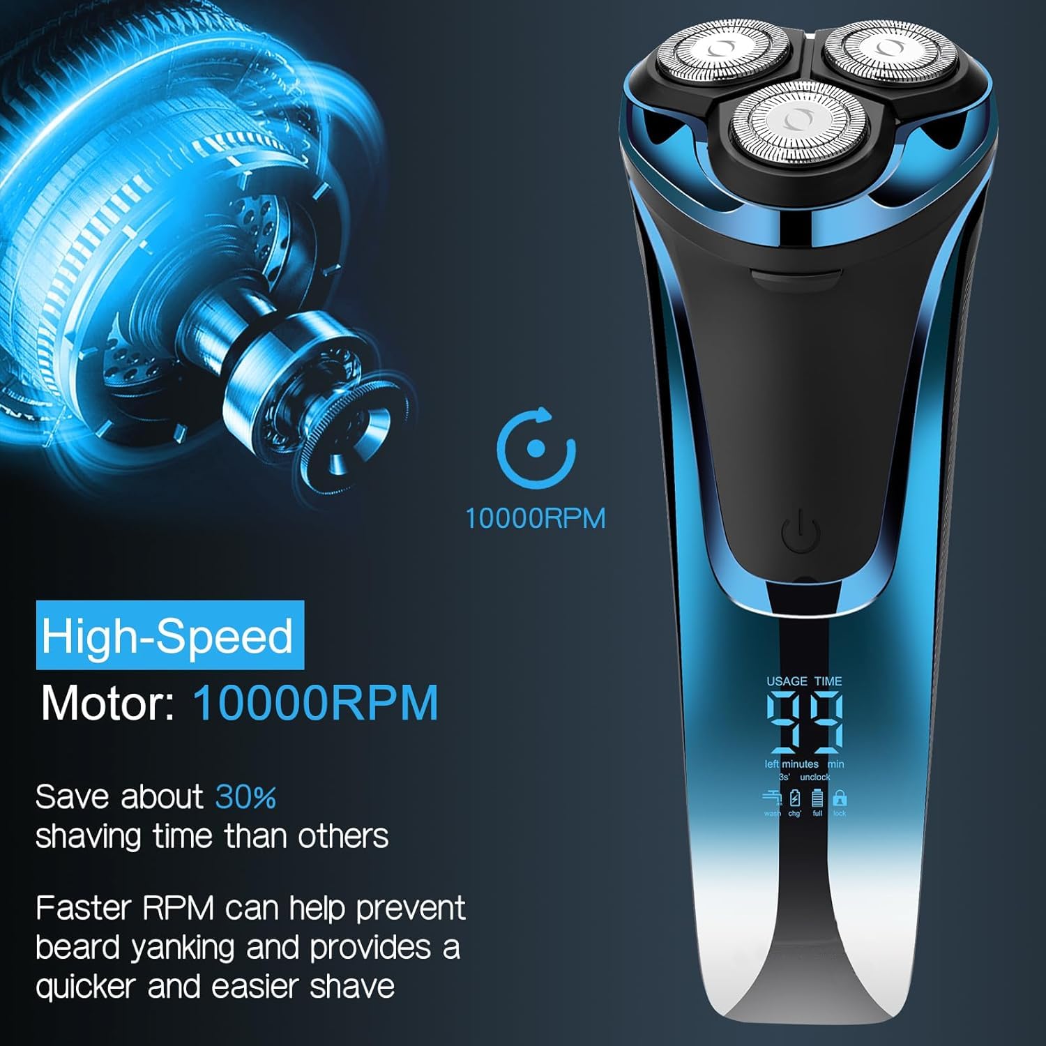 Snapbuy electric razor in wet-dry setup for versatile grooming.