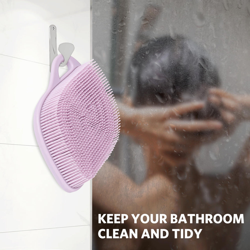 Sndyi purple silicone body scrubber hanging hole for quick air drying