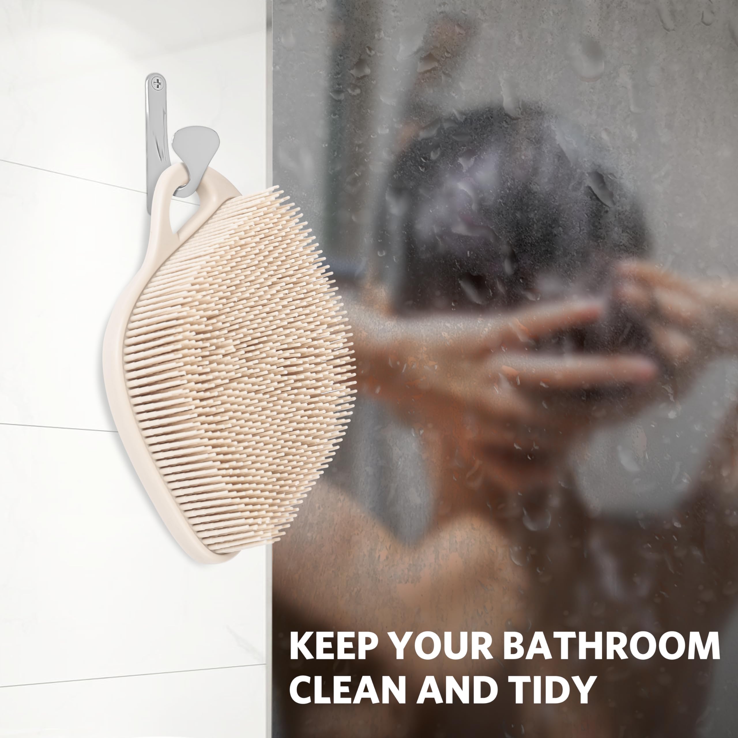 Leaf-shaped scrubber includes hanging hole for quick drying.