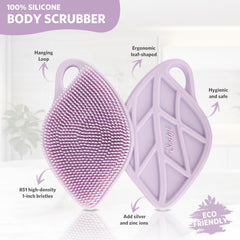 Sndyi silicone body scrubber closeup shows high-density bristles for thorough yet gentle exfoliation