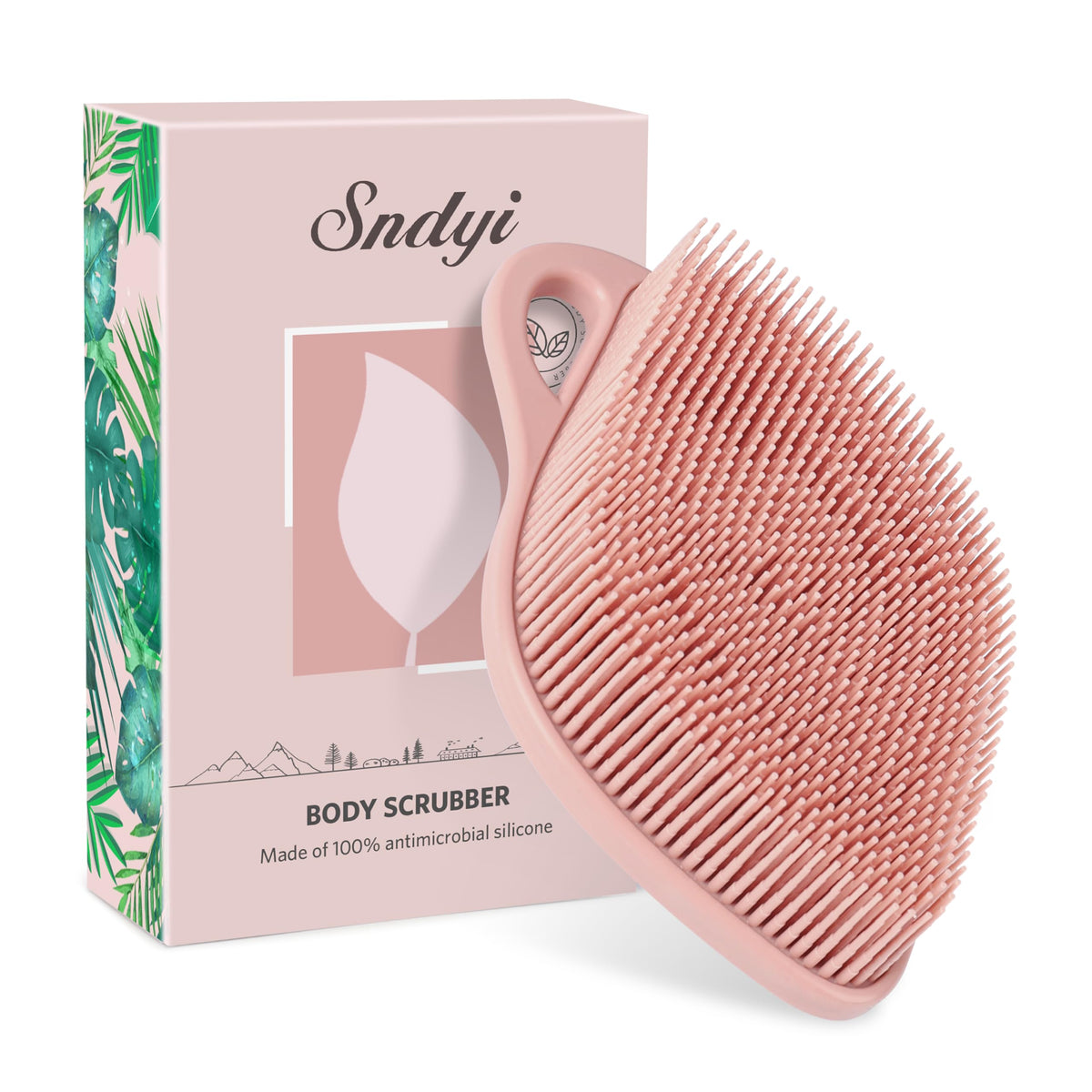 Sndyi silicone body scrubber leaf design delivers gentle exfoliation for smooth skin.