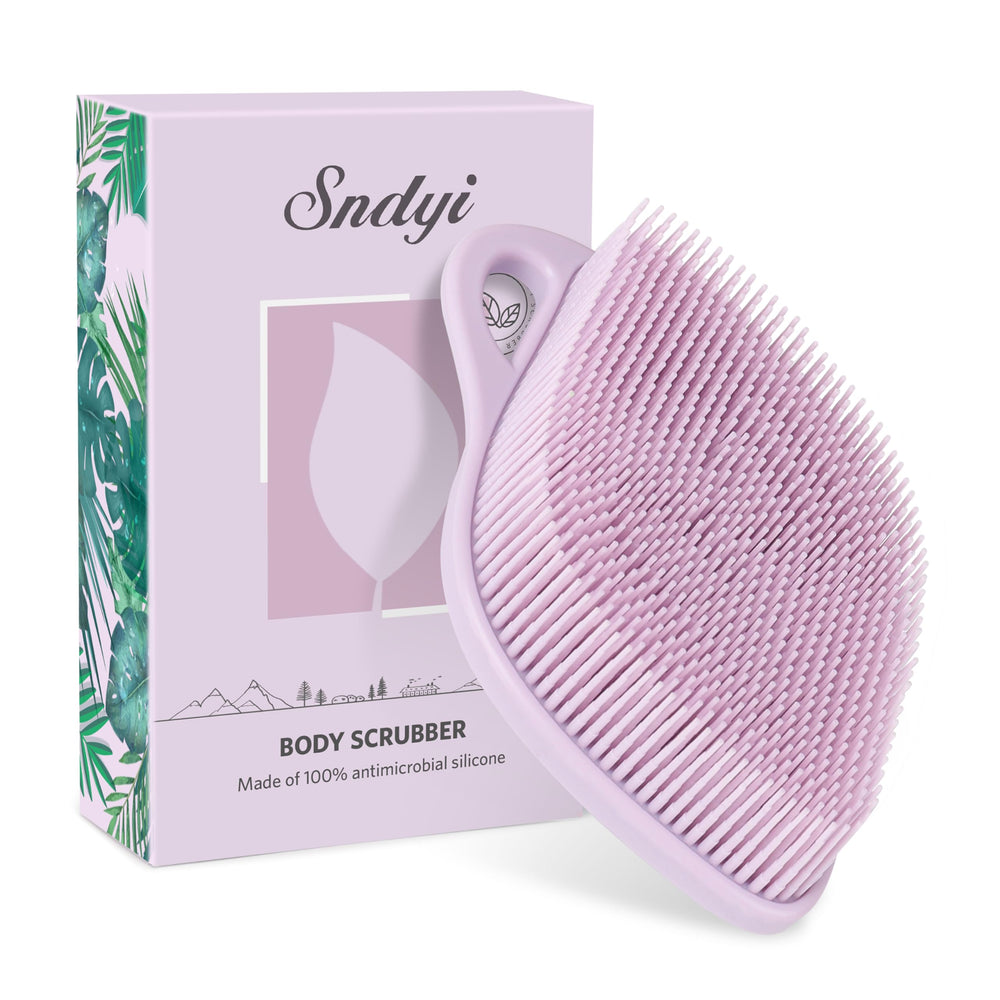 Sndyi silicone body scrubber leaf design in purple enhances shower comfort and gentle exfoliation