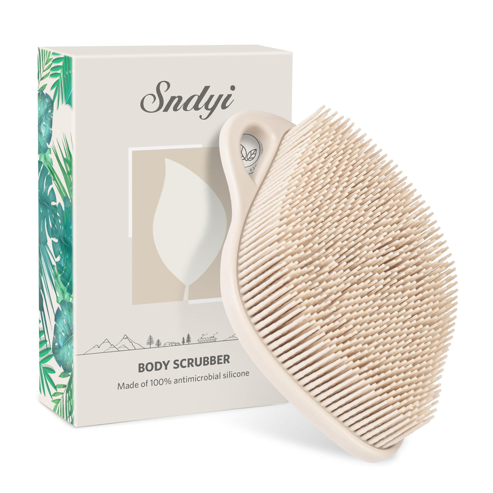 Sndyi silicone body scrubber leaf design for gentle exfoliation and grip.