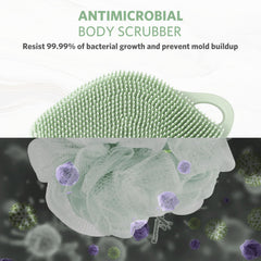 Sndyi silicone body scrubber soft silicone closeup showing gentle exfoliation.