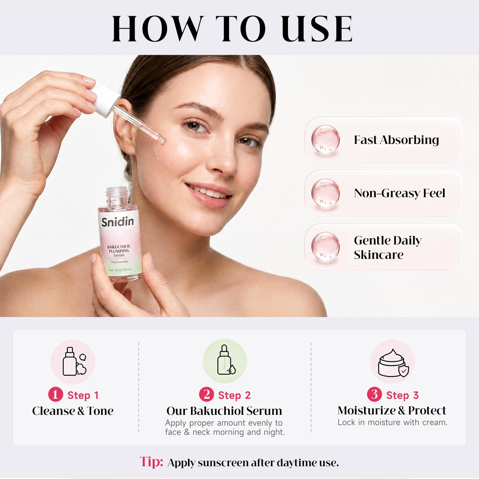 30ml Snidin bottle next to coin showing compact travel-friendly benefit