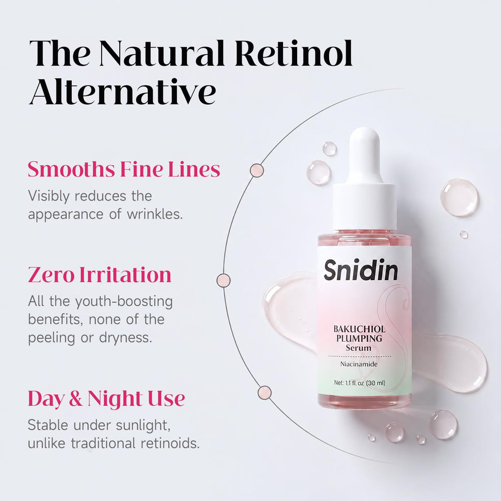 Snidin dropper dispensing serum to highlight texture and absorbency benefits
