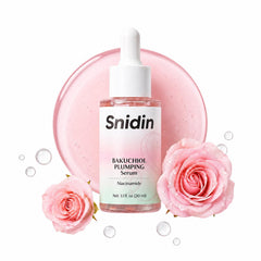 Snidin bottle front view showing minimalist label and serum benefit